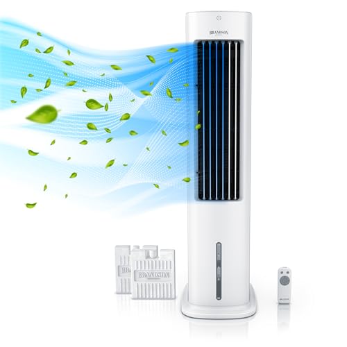 Brandson - mobile Klimaanlage ohne Abluftschlauch - vom Preisträger 2024 - Luftkühler mobil mit Wasserkühlung - 55 W mit 5L Wassertank – Luftbefeuchter Ventilator - leise - Verdunstungskühler von Brandson