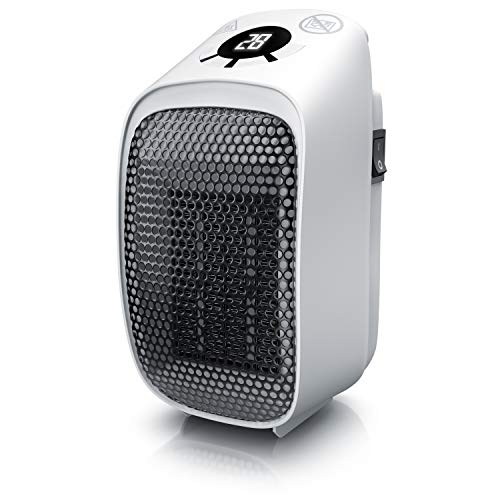 Steckdosen Heizlüfter Mini Keramik Heizung - Digital Anzeige Temperatur Timer - Lüfter 400W - Thermostat Timer Überhitzungsschutz - Steckdosen-Heizlüfter - Badezimmer Schlafzimmer von Brandson