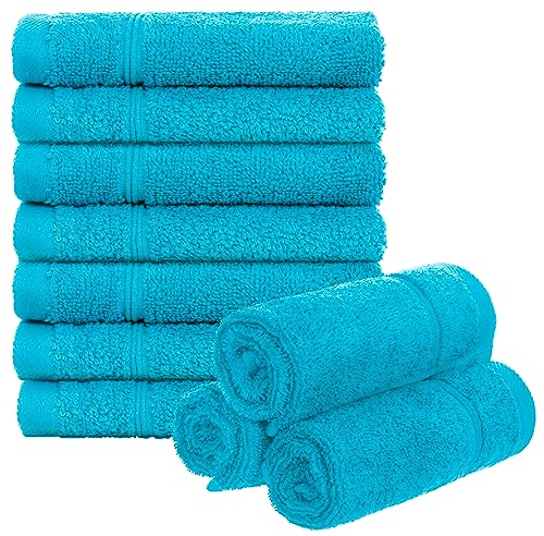 Brandsseller 10er Set Seiftuch 30 x 30 cm Waschlappen Frottier Seiflappen Gästehandtuch mit Aufhänger Baumwolle 470 g/m² Bad Haushalt - Türkis von Brandsseller