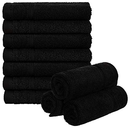 Brandsseller 10er Set Seiftuch 30 x 30 cm Waschlappen Frottier Seiflappen Gästehandtuch mit Aufhänger Baumwolle 470 g/m² Bad Haushalt - Schwarz von Brandsseller
