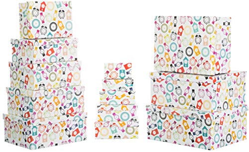Brandsseller 13er Set Aufbewahrungsboxen mit Deckel verschiedene Größen - Geschenkboxen stabiler Karton - Uhren - Bunt Brandsseller 13er Set Aufbewahrungsboxen mit Deckel verschiedene Größen - Geschenkboxen stabiler Karton - Uhren - Bunt von Brandsseller