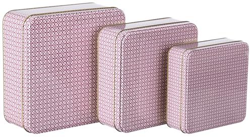 Brandsseller 3er Set Keksdose Rosa/Pink Eckig Weihnachtsdose Plätzchendose Gebäckdose Aufbewahrungsdose Metall von Brandsseller