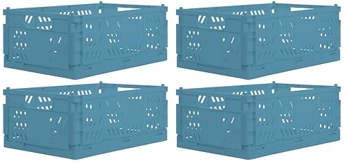 Brandsseller 4er Faltbare Klappbox 35x23x14 cm stabiler Einkaufskorb stapelbarer Transportkorb Aufbewahrungskiste Set - Petrol von Brandsseller