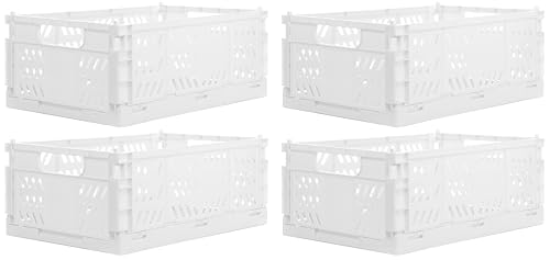 Brandsseller 4er Faltbare Klappbox 35x23x14 cm stabiler Einkaufskorb stapelbarer Transportkorb Aufbewahrungskiste Set - Weiss von Brandsseller
