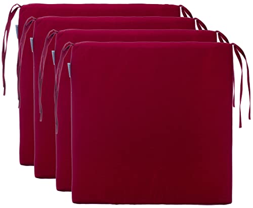 Brandsseller 4er Sitzkissen Stuhlkissen Sitzauflage Stuhlauflage - Uni Farben mit 4 Kordelbändern für sicheren Halt Rot von Brandsseller