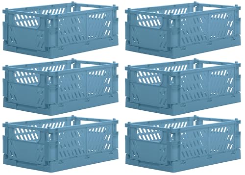 Brandsseller 6er Faltbare Klappbox 25x16,5x10 cm stabiler Einkaufskorb stapelbarer Transportkorb Aufbewahrungskiste Set - Petrol von Brandsseller