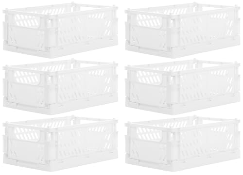 Brandsseller 6er Faltbare Klappbox 25x16,5x10 cm stabiler Einkaufskorb stapelbarer Transportkorb Aufbewahrungskiste Set - Weiss von Brandsseller