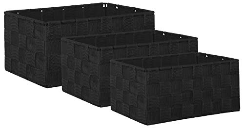 Brandsseller Aufbewahrungsbox Dekobox - Rattan-Optik - 3er-Set schwarz von Brandsseller