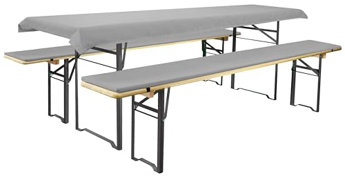 Brandsseller Auflagenset für Bierzeltgarnituren 3-teilig 2 Bankauflagen gepolstert 220x25 cm und 1 Tischdecke 240x70 cm für alle gängigen Festzeltgarnituren Bierbankauflagen Outdoor - Hellgrau Brandsseller Auflagenset für Bierzeltgarnituren 3-teilig 2 Bankauflagen gepolstert 220x25 cm und 1 Tischdecke 240x70 cm für alle gängigen Festzeltgarnituren Bierbankauflagen Outdoor - Hellgrau von Brandsseller