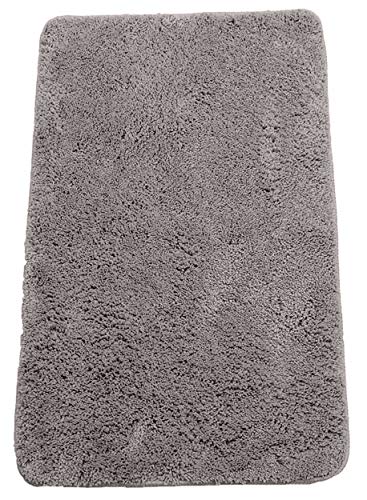 Brandsseller Badezimmerteppich 50x80 cm Badvorleger Badematte Badteppich rechteckig Chenille rutschfest saugstark maschinenwaschbar - Grau von Brandsseller