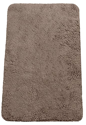 Brandsseller Badezimmerteppich 50x80 cm Badvorleger Badematte Badteppich rechteckig Chenille rutschfest saugstark maschinenwaschbar - Taupe von Brandsseller