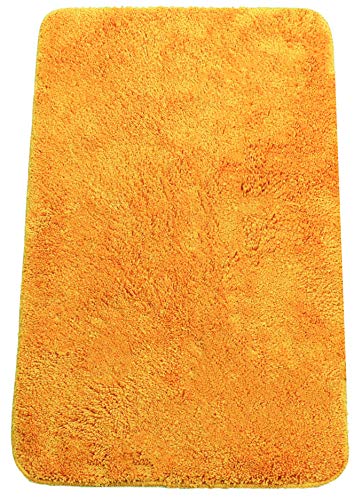 Brandsseller Badezimmerteppich 70x120 cm Badvorleger Badematte Badteppich rechteckig Chenille rutschfest saugstark maschinenwaschbar - Orange von Brandsseller