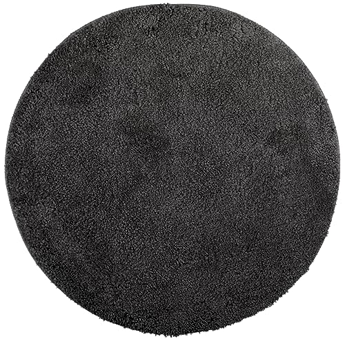 Brandsseller Badezimmerteppich Ø 60 cm Badvorleger Badematte Badteppich rund Chenille rutschfest saugstark maschinenwaschbar - Schwarz von Brandsseller