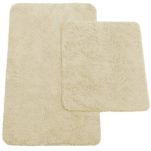 Brandsseller Badematten 2er-Set bestehen aus Badvorleger: ca. 50/80cm und WC-Vorleger ca. 45/50cm - Farbe: Beige von Brandsseller