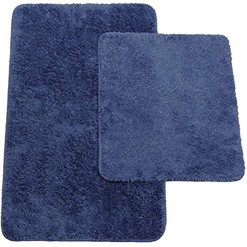 Brandsseller Badematten 2er-Set bestehen aus Badvorleger: ca. 50/80cm und WC-Vorleger ca. 45/50cm - Farbe: Blau von Brandsseller