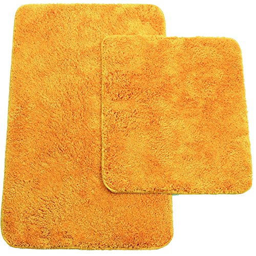 Brandsseller Badematten 2er-Set bestehen aus Badvorleger: ca. 50/80cm und WC-Vorleger ca. 45/50cm - Farbe: Orange von Brandsseller