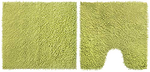Brandsseller Badvorleger & WC Vorleger Set Hochflor ca. 56x50 cm/50x50 cm100% Baumwolle Grün von Brandsseller