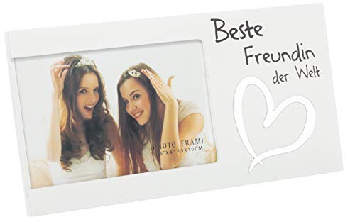 Brandsseller Bilderrahmen Fotorahmen - Beste Freundin der Welt - mit Spiegelherz 25x13x1,5 cm Matt-Weiß von Brandsseller