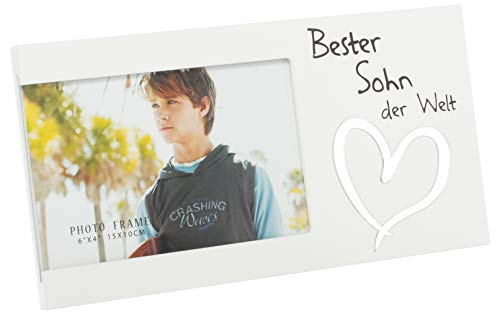 Brandsseller Bilderrahmen Fotorahmen - mit Spiegelherz 25x13x1,5 cm Bester Sohn von Brandsseller