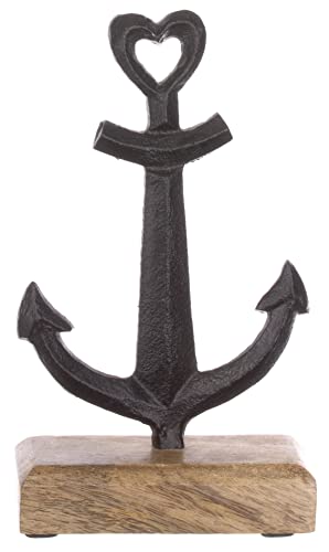 Brandsseller Deko-Aufsteller Anker Schwarz ca. 11x18x5 cm auf Mangoholz-Sockel/Aluminium von Brandsseller