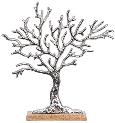 Brandsseller Deko-Aufsteller Lebensbaum Dekobaum Aluminium ca. 32,5 x 34,5 cm auf Mangoholz-Sockel von Brandsseller
