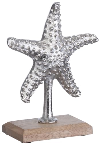 Brandsseller Deko-Aufsteller Seestern ca. 18x12x7,5cm auf Mangoholz-Sockel/Aluminium von Brandsseller
