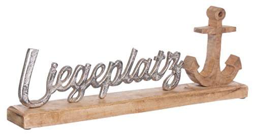 Brandsseller Deko-Schriftzug Liegeplatz ca. 40x15x5cm auf Mangoholz-Sockel/Aluminium von Brandsseller