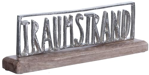 Brandsseller Deko-Schriftzug Traumstrand ca. 30x11x5,5cm auf Mangoholz-Sockel/Aluminium von Brandsseller
