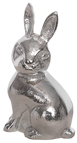 Brandsseller Dekofigur Hase Höhe 15 cm Osterdeko Deko Osterhase Aluminium Raw Silber von Brandsseller