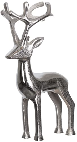 Brandsseller Dekofigur Rentier Weihnachtsdeko Deko Hirsch Aluminium Silber 20 cm hoch von Brandsseller