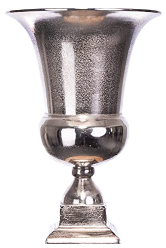 Brandsseller Dekovase aus Aluminium | 32,0 cm hoch (Öffnung: Ø 24 cm) | Pokal | Silber von Brandsseller