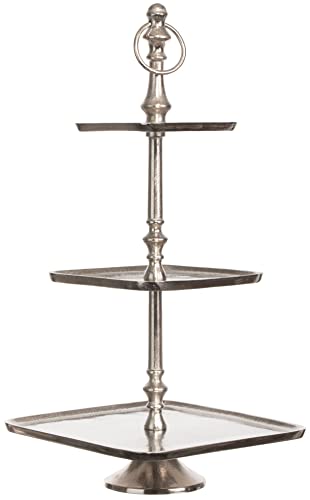 Brandsseller Etagere aus Aluminium | 3 Etagen | Höhe ca. 58 cm | Handgefertigt | Eckig | Tisch Deko | Servier-Ständer 206462 Silber von Brandsseller