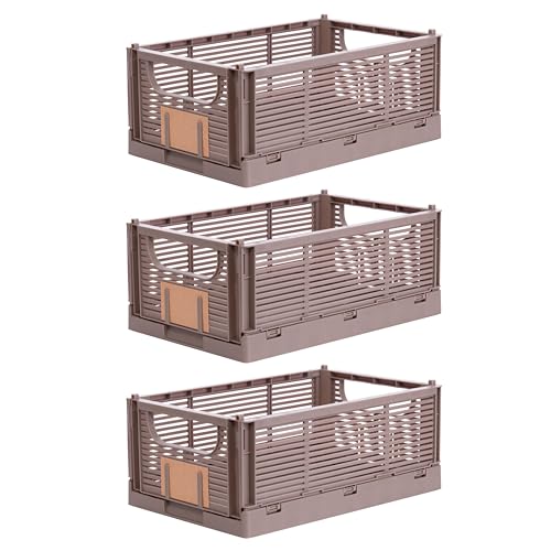 Brandsseller Faltbare Klappbox XL 3er Set stabiler Einkaufskorb stapelbarer Transportkorb Aufbewahrungskiste - Braun von Brandsseller