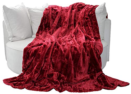 Brandsseller Felldecke 150 x 200 cm Hochwertige Kuscheldecke Sofa Decke Wohndecke Tagesdecke Flauschiges Kunstfell Rot von Brandsseller