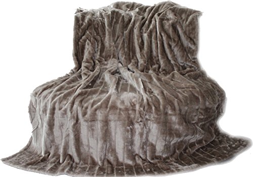 Brandsseller Felldecke 150 x 200 cm Hochwertige Kuscheldecke Sofa Decke Wohndecke Tagesdecke Flauschiges Kunstfell Taupe-Grau von Brandsseller