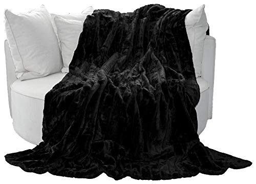 Brandsseller Felldecke 180 x 220 cm Hochwertige Kuscheldecke Sofa Decke Wohndecke Tagesdecke Flauschiges Kunstfell Schwarz von Brandsseller