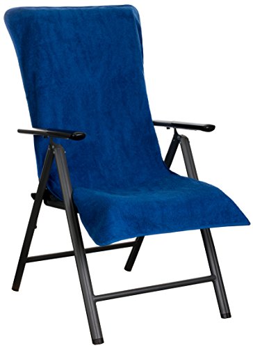 Brandsseller Frottee-Schonbezug für Gartenstuhl und Gartenliege sowie als Strandliegenauflage - aus 100% Baumwolle - ca. 65 x 130 cm (Blau) von Brandsseller