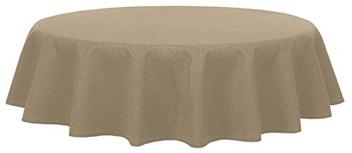 Brandsseller - Gartentischdecke geschäumt - wetterfeste und rutschfeste Tischdecke für Garten Balkon und Camping (Rund 140 cm, Beige) von Brandsseller