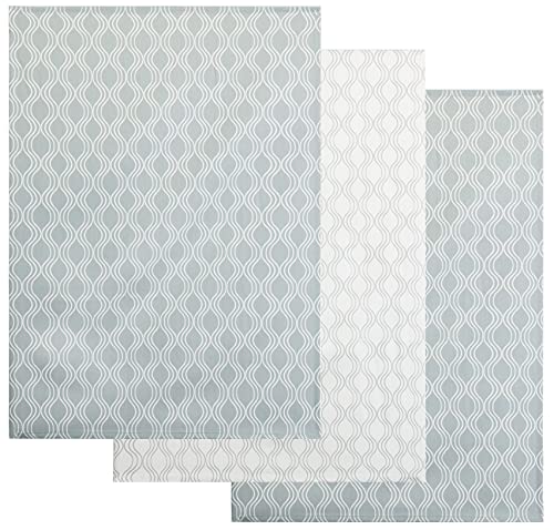Brandsseller Geschirrtücher 50x70cm 3er Set Baumwolle Küchentücher - Öko-Tex Standard 100 - Grau/Weiss von Brandsseller