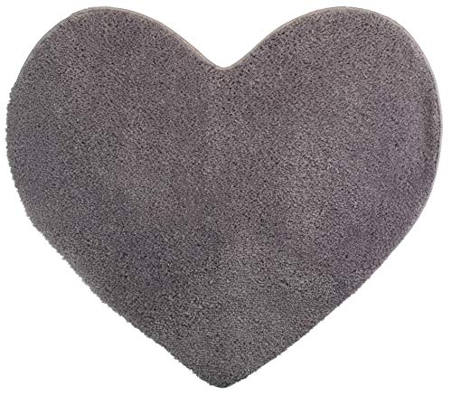 Brandsseller Herz Badematte 70x80 cm Badteppich Badvorleger Badezimmerteppich Duschvorleger Grau von Brandsseller