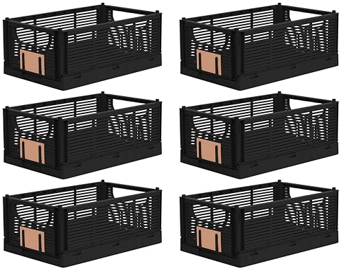 Brandsseller Klappbox 6er Set | S - 17 x 12,5 x 7 cm | Schwarz | Organizer | Aufbewahrungsbox | Korb | Stapelbar von Brandsseller