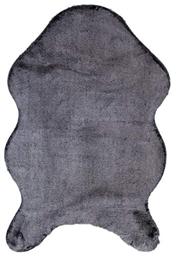 Brandsseller Kunstfell Teppich ca. 60 x 90 cm cm Bettvorleger Dekoteppich Kunstfell-Optik Kuschelfell Anthrazit von Brandsseller