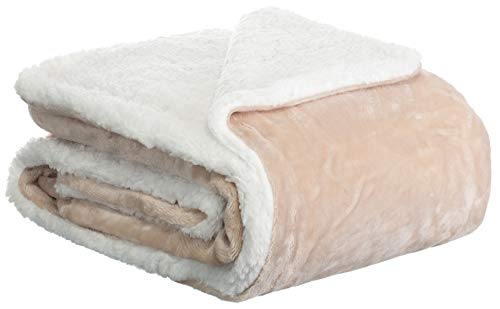 Brandsseller Kuscheldecke Flanell/Sherpa-Decke 150x200 cm Sofadecke Zweiseitig Beige/Weiß von Brandsseller