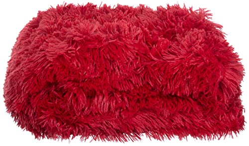 Brandsseller Kuscheldecke Shaggy Zottelfell ca. 140 x 180 cm Flauschig Beidseitig Flokati Hochwertige Weiche Langhaar Wohndecke Rot von Brandsseller