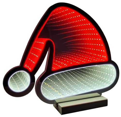 Brandsseller Weihnachtsbeleuchtung mit Infinity-Effekt 20x7x24,5 cm - LED Dekofigur aus Kunststoff, Timer 6/18h, 3m Kabel, moderne Weihnachtsdeko für Innen - Weihnachtsmütze von Brandsseller
