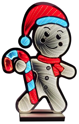 Brandsseller Weihnachtsbeleuchtung mit Infinity-Effekt 29,5x7x38 cm - LED Dekofigur aus Kunststoff, Timer 6/18h, 3m Kabel, moderne Weihnachtsdeko für Innen - Lebkuchen von Brandsseller