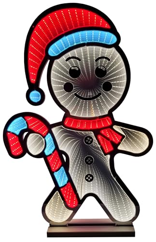 Brandsseller Weihnachtsbeleuchtung mit Infinity-Effekt 40,5x7 60 cm - LED Dekofigur aus Kunststoff, Timer 6/18h, 3m Kabel, moderne Weihnachtsdeko für Innen - Lebkuchen von Brandsseller