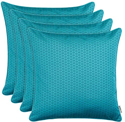 Brandsseller Outdoor Garten Kissen Dekokissen Wabenoptik Schmutz- und Wasserabweisend mit Reißverschluss ca. 45x45cm 4er Set Aqua von Brandsseller