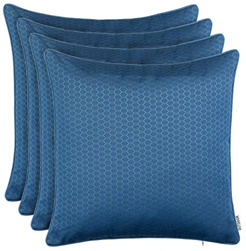 Brandsseller Outdoor Garten Kissen Dekokissen Wabenoptik Schmutz- und Wasserabweisend mit Reißverschluss ca. 45x45cm 4er Set Blau von Brandsseller