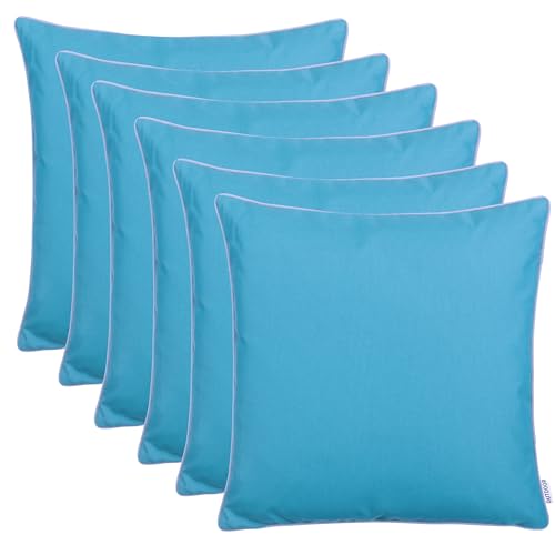 Brandsseller 2er Set Outdoor Kissen 45x45 cm – Wetterfeste Zierkissen mit Paspel – Wasserabweisende Gartenkissen & Dekokissen für draußen – Sofakissen für Balkon & Terrasse – Aqua von Brandsseller
